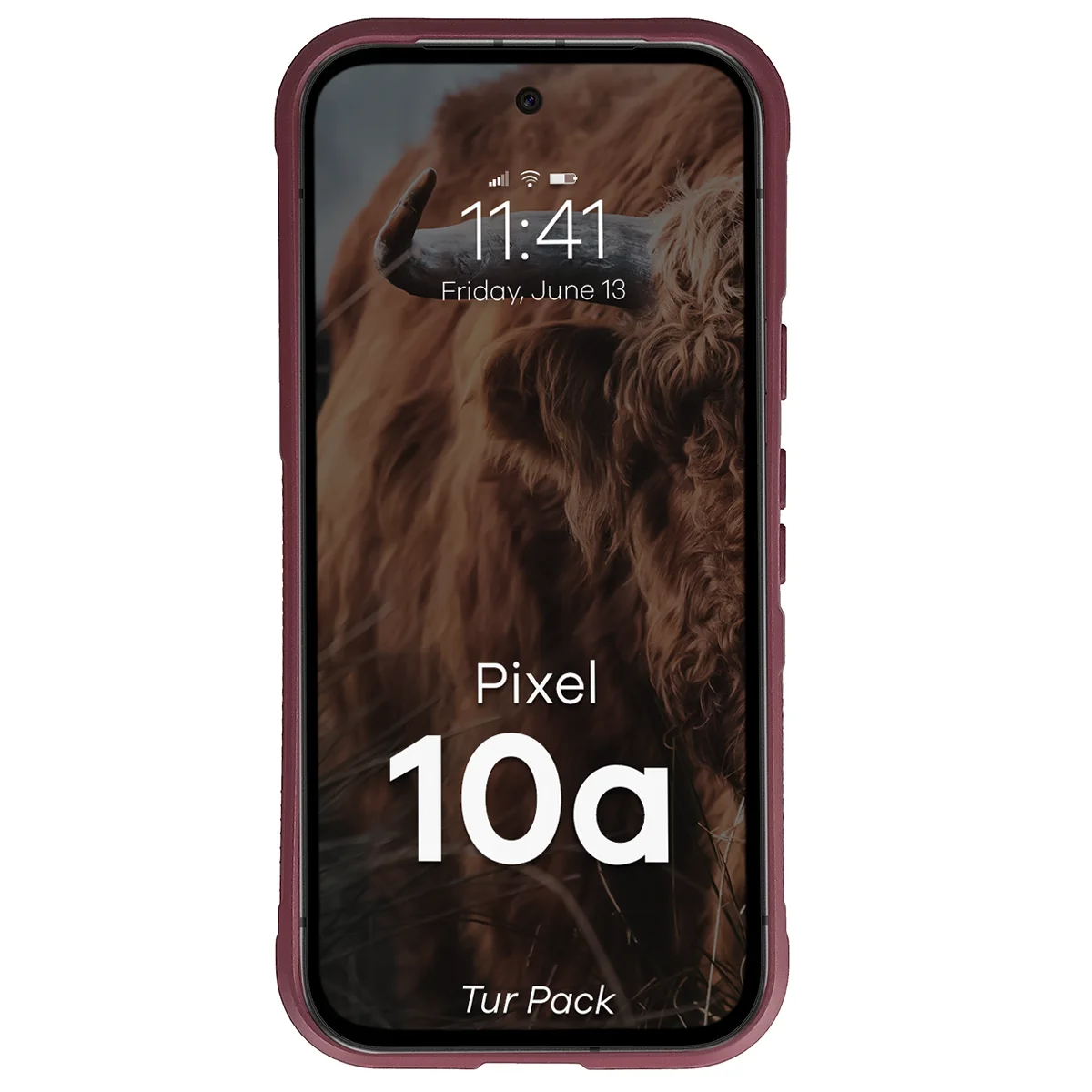 Robuste Handyhülle + gehärtetem Glas für Google Pixel 10a, Bizon Tur Pack, Burgunderrot