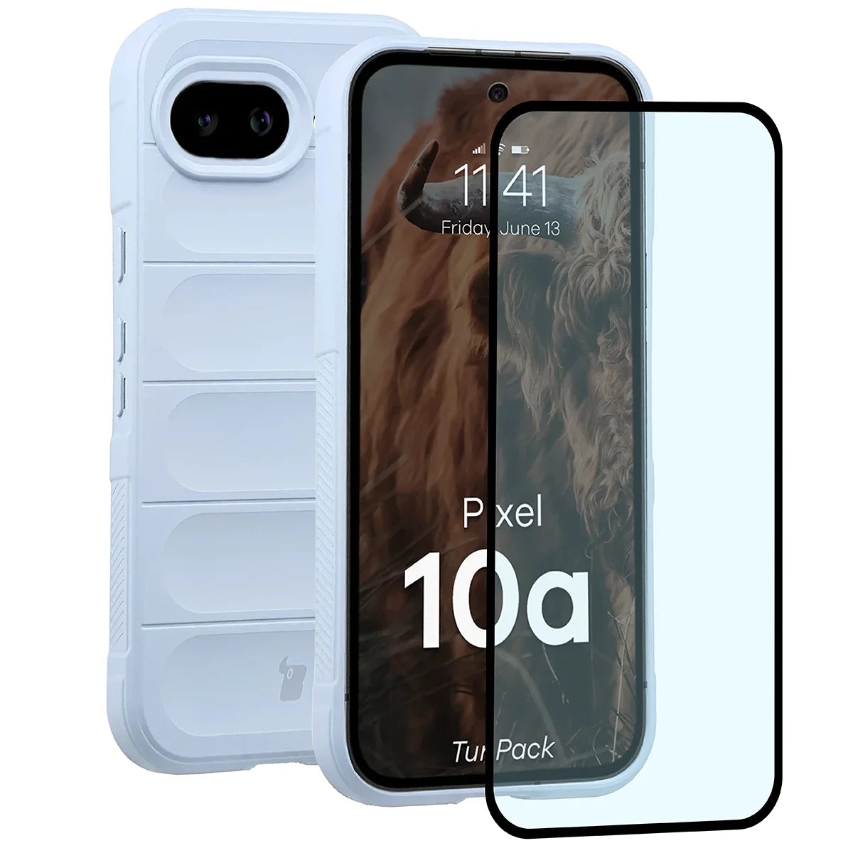 Robuste Handyhülle + gehärtetem Glas für Google Pixel 10a, Bizon Tur Pack, Hellblau