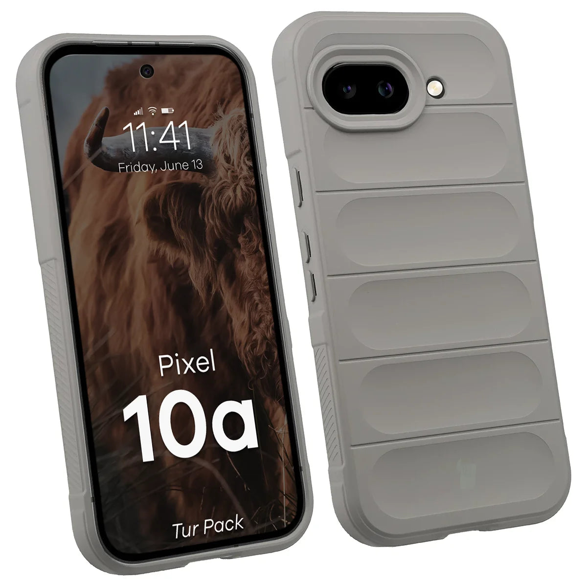 Robuste Handyhülle + gehärtetem Glas für Google Pixel 10a, Bizon Tur Pack, Hellgrau