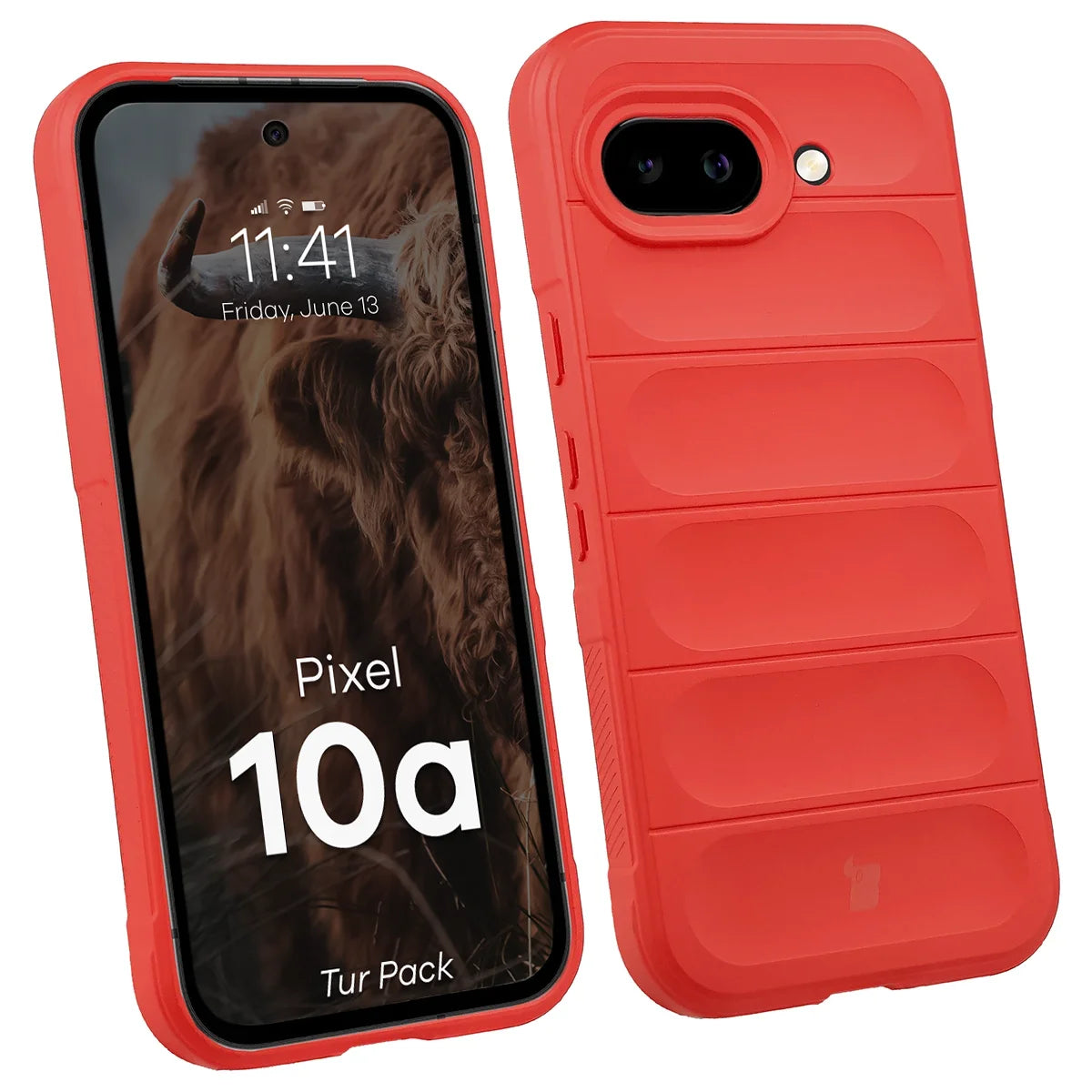 Robuste Handyhülle + gehärtetem Glas für Google Pixel 10a, Bizon Tur Pack, Rot