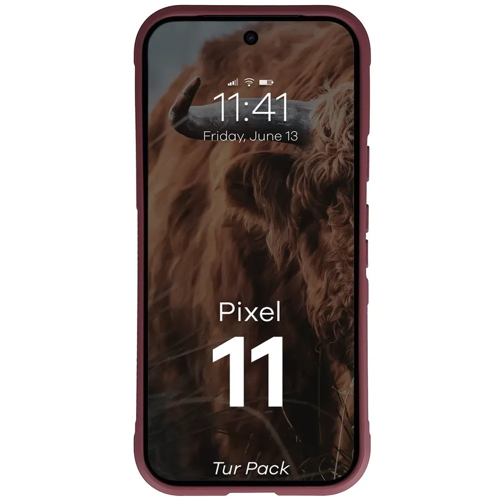 Robuste Handyhülle + gehärtetem Glas für Google Pixel 11, Bizon Tur Pack, Burgunderrot (6/10)