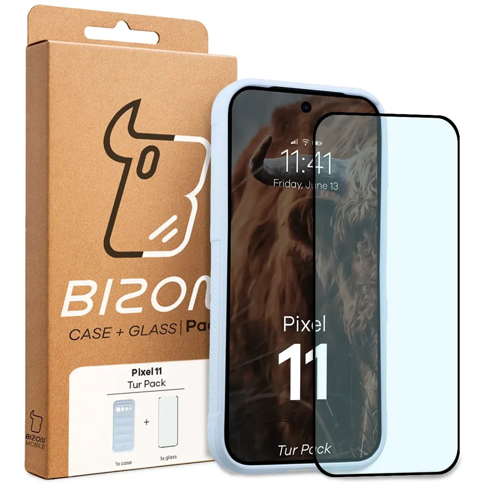 Robuste Handyhülle + gehärtetem Glas für Google Pixel 11, Bizon Tur Pack, Hellblau (10/10)