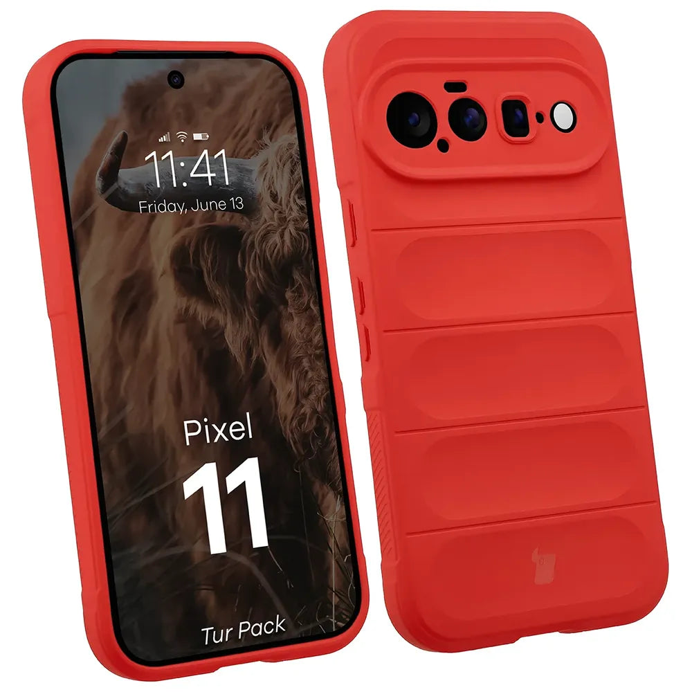 Robuste Handyhülle + gehärtetem Glas für Google Pixel 11, Bizon Tur Pack, Rot (3/10)
