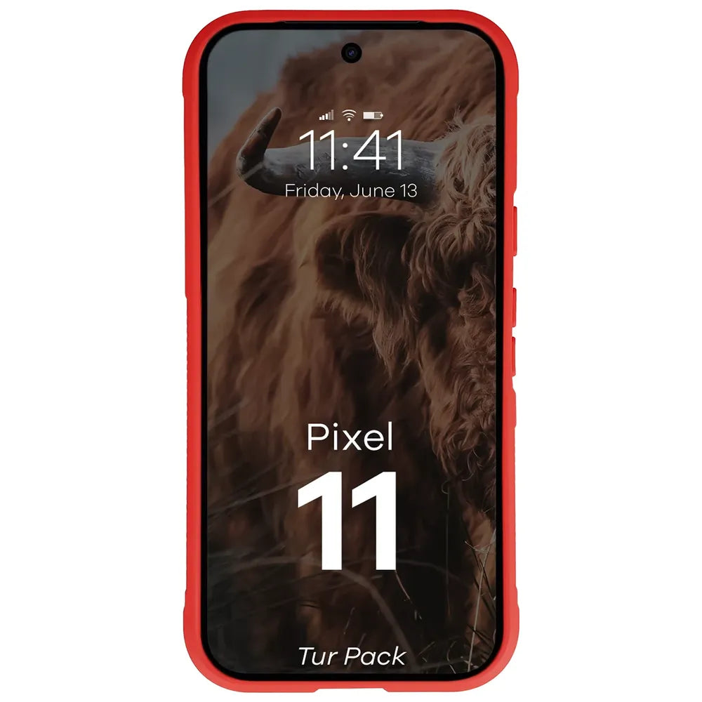 Robuste Handyhülle + gehärtetem Glas für Google Pixel 11, Bizon Tur Pack, Rot (6/10)