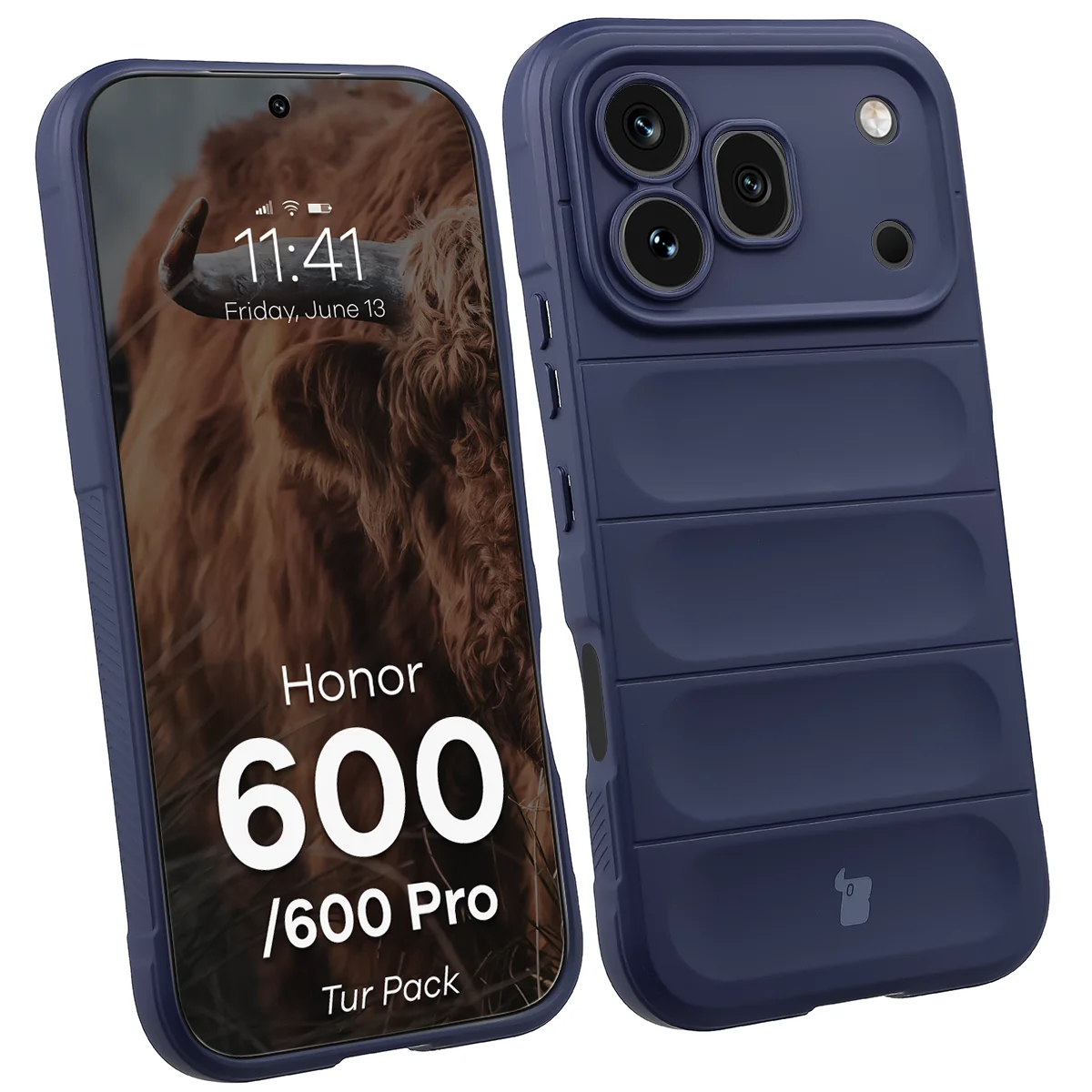 Robuste Handyhülle + gehärtetem Glas für Honor 600 5G / 600 Pro 5G, Bizon Tur Pack, Dunkelblau