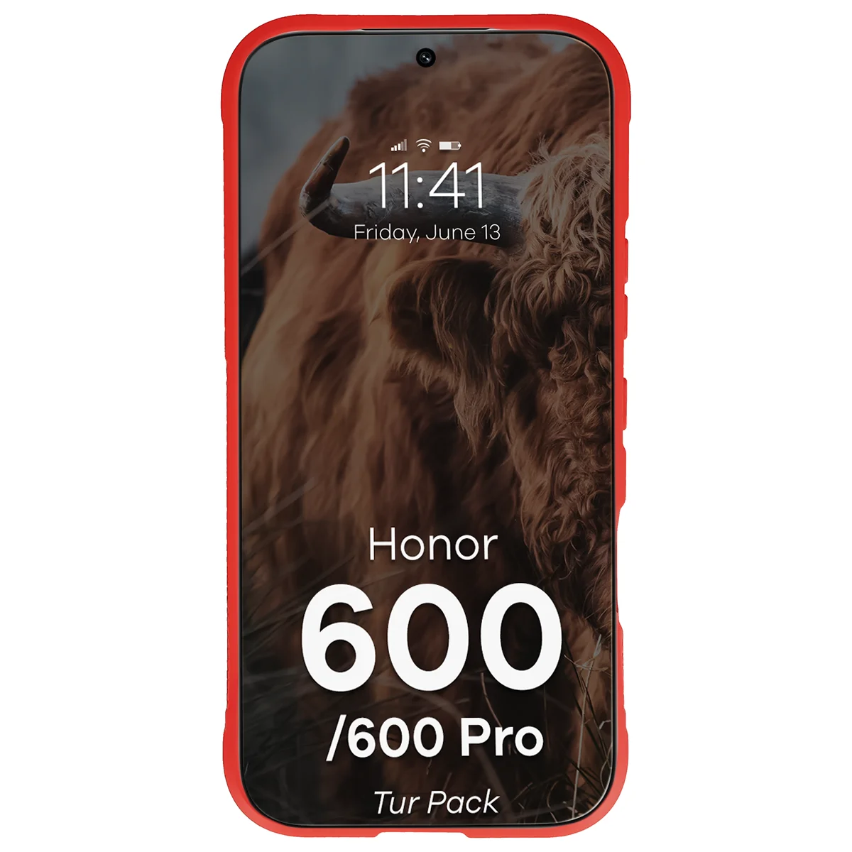 Robuste Handyhülle + gehärtetem Glas für Honor 600 5G / 600 Pro 5G, Bizon Tur Pack, Rot