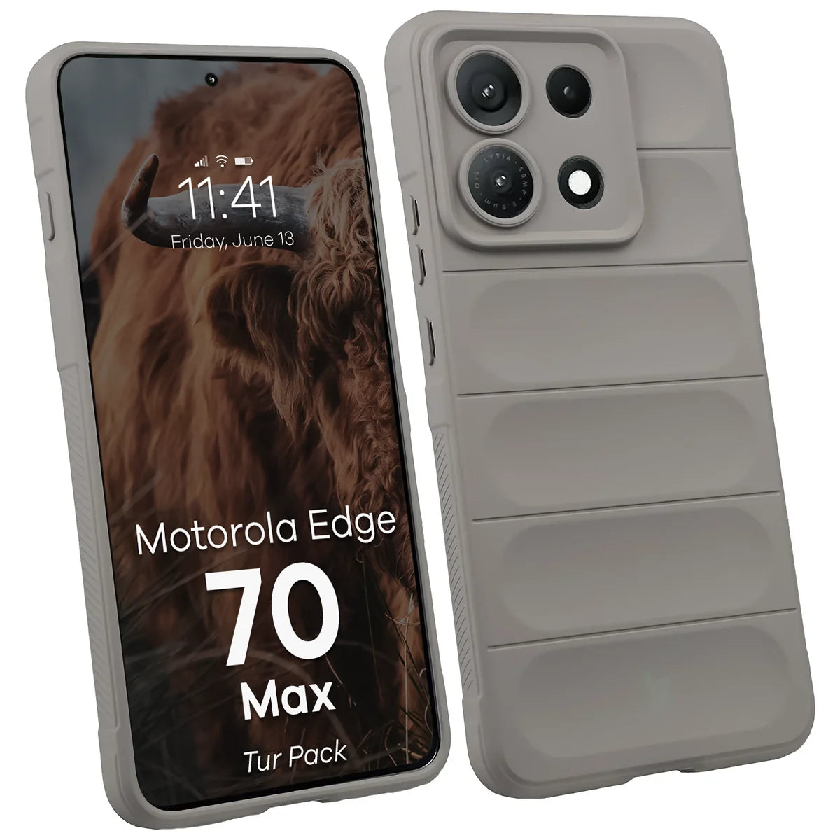 Robuste Handyhülle + gehärtetem Glas für Motorola Edge 70 Max, Bizon Tur Pack, Hellgrau (3/10)