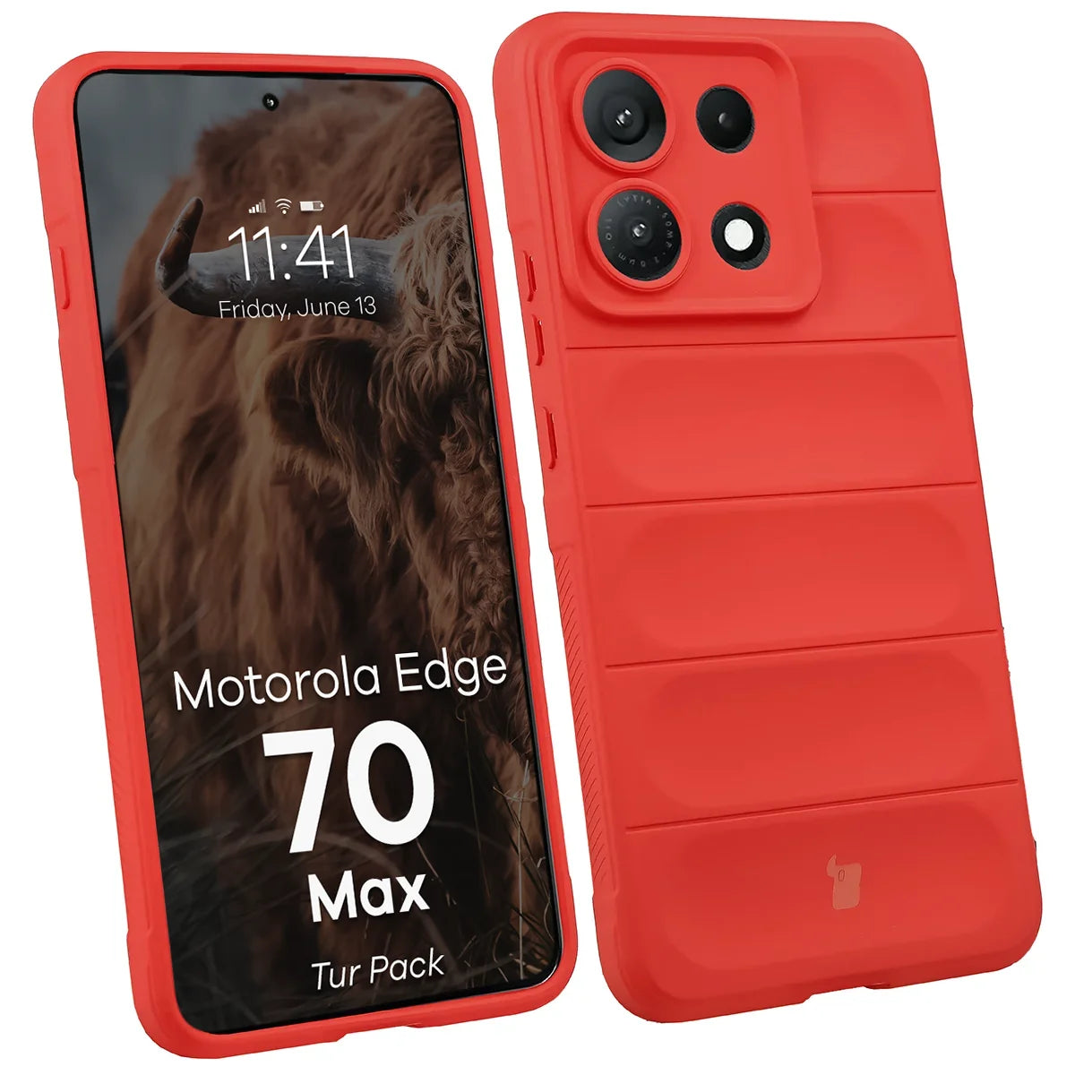 Robuste Handyhülle + gehärtetem Glas für Motorola Edge 70 Max, Bizon Tur Pack, Rot (3/10)