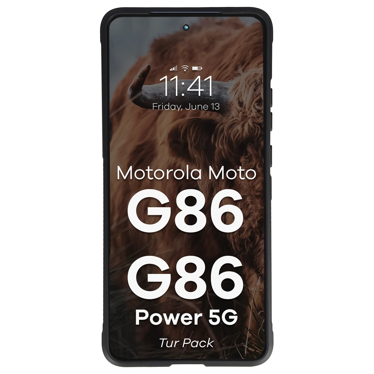 Robuste Handyhülle + gehärtetem Glas für Motorola Moto G86 5G / G86 Power 5G, Bizon Tur Pack, Schwarz