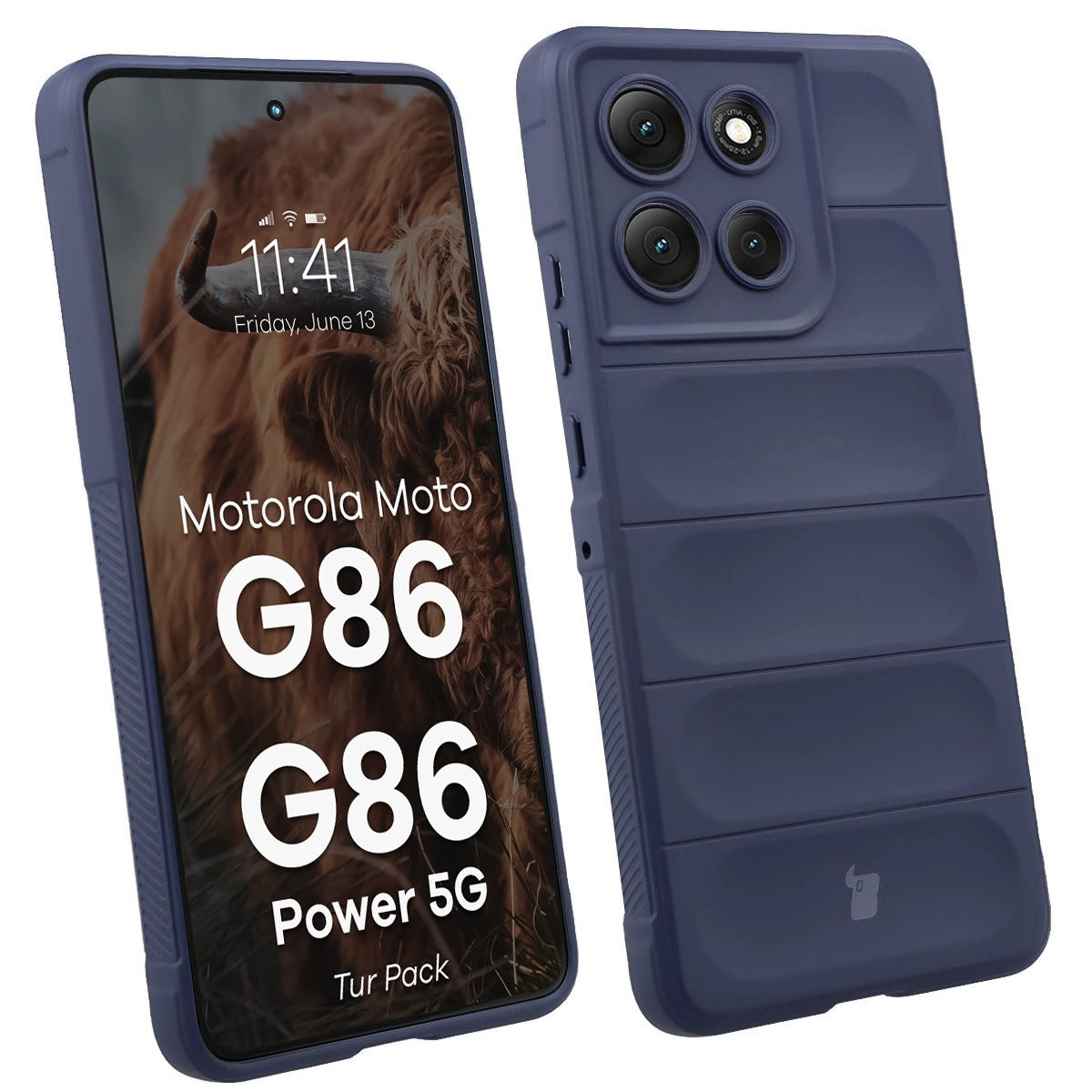 Robuste Handyhülle + gehärtetem Glas für Motorola Moto G86 5G / G86 Power 5G, Bizon Tur Pack, Dunkelblau