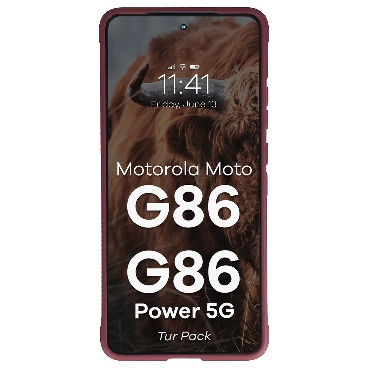 Robuste Handyhülle + gehärtetem Glas für Motorola Moto G86 5G / G86 Power 5G, Bizon Tur Pack, Burgunderrot