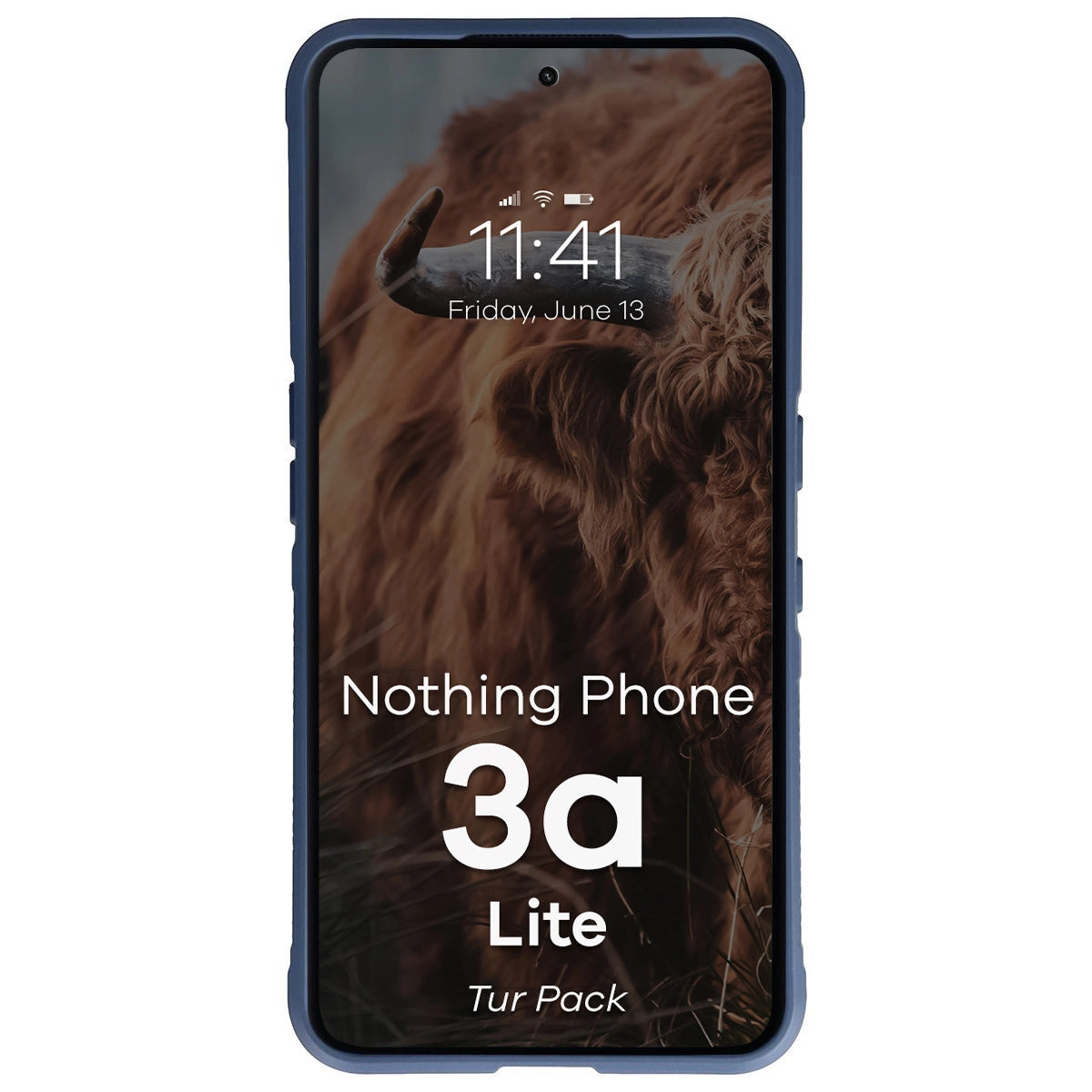 Robuste Handyhülle + gehärtetem Glas für Nothing Phone (3a) Lite, Bizon Tur Pack, Dunkelblau