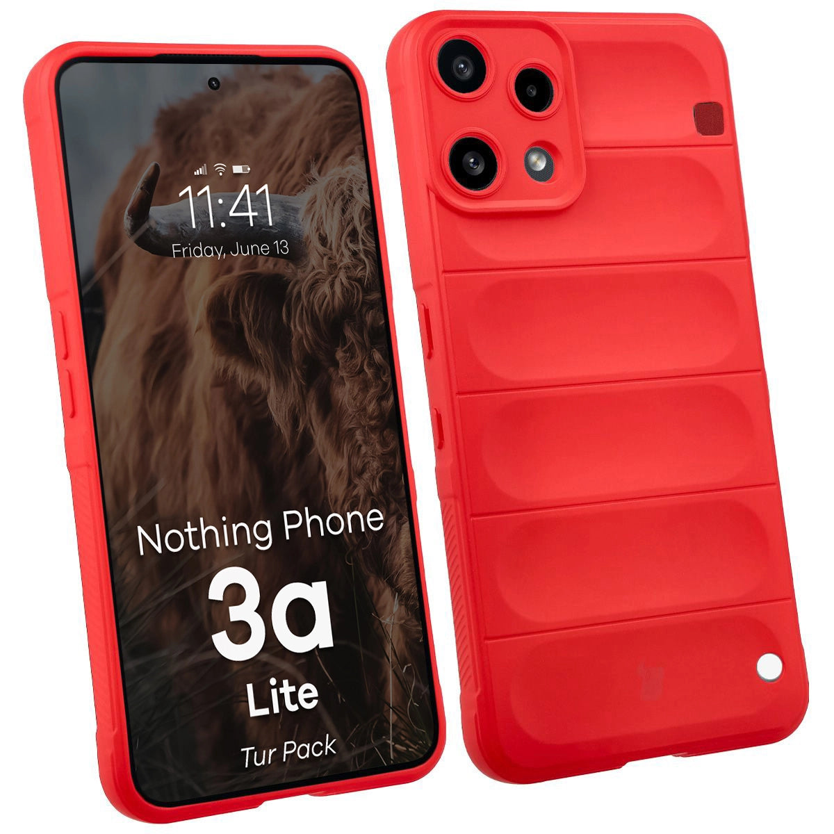 Robuste Handyhülle + gehärtetem Glas für Nothing Phone (3a) Lite, Bizon Tur Pack, Rot