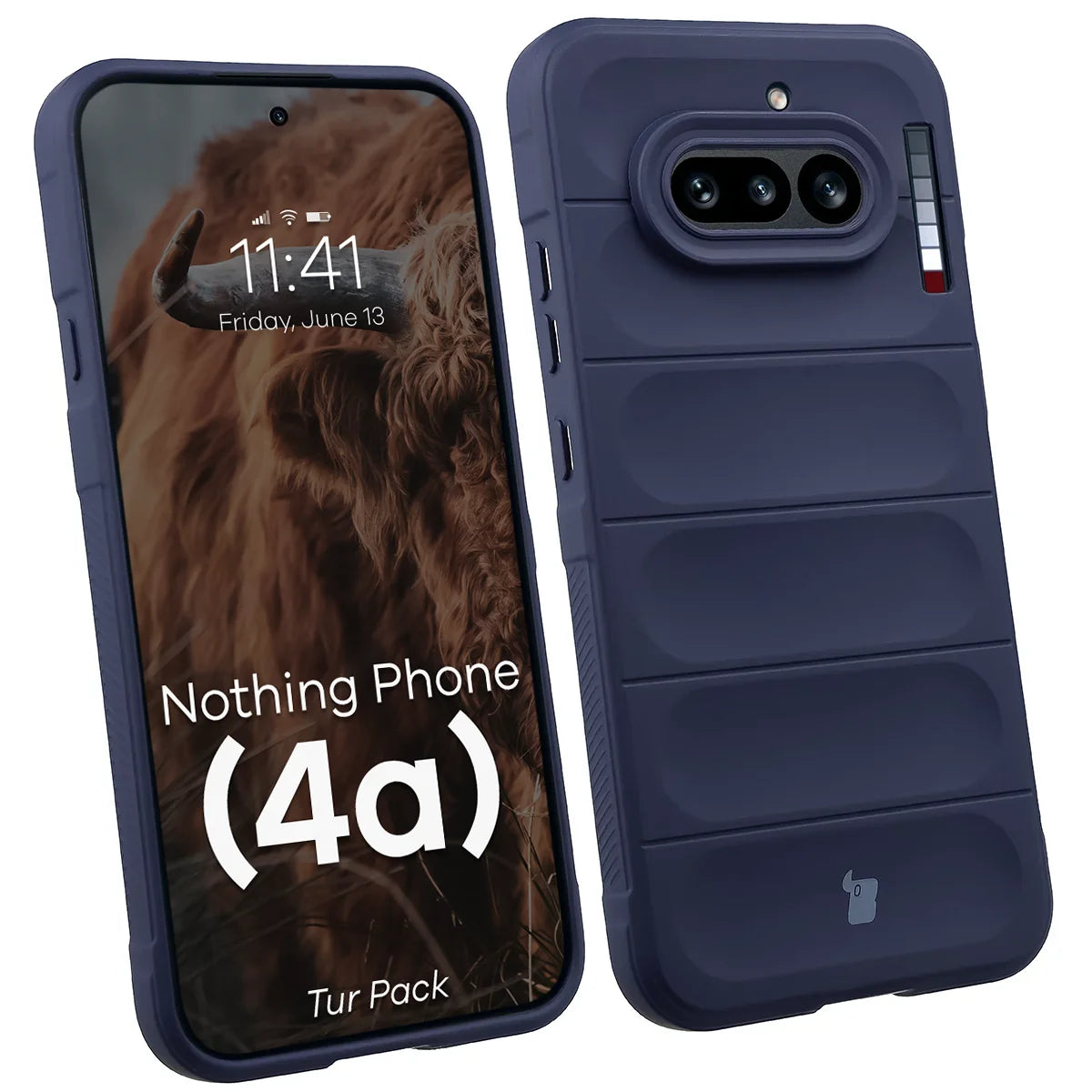 Robuste Handyhülle + gehärtetem Glas für Nothing Phone (4a), Bizon Tur Pack, Dunkelblau