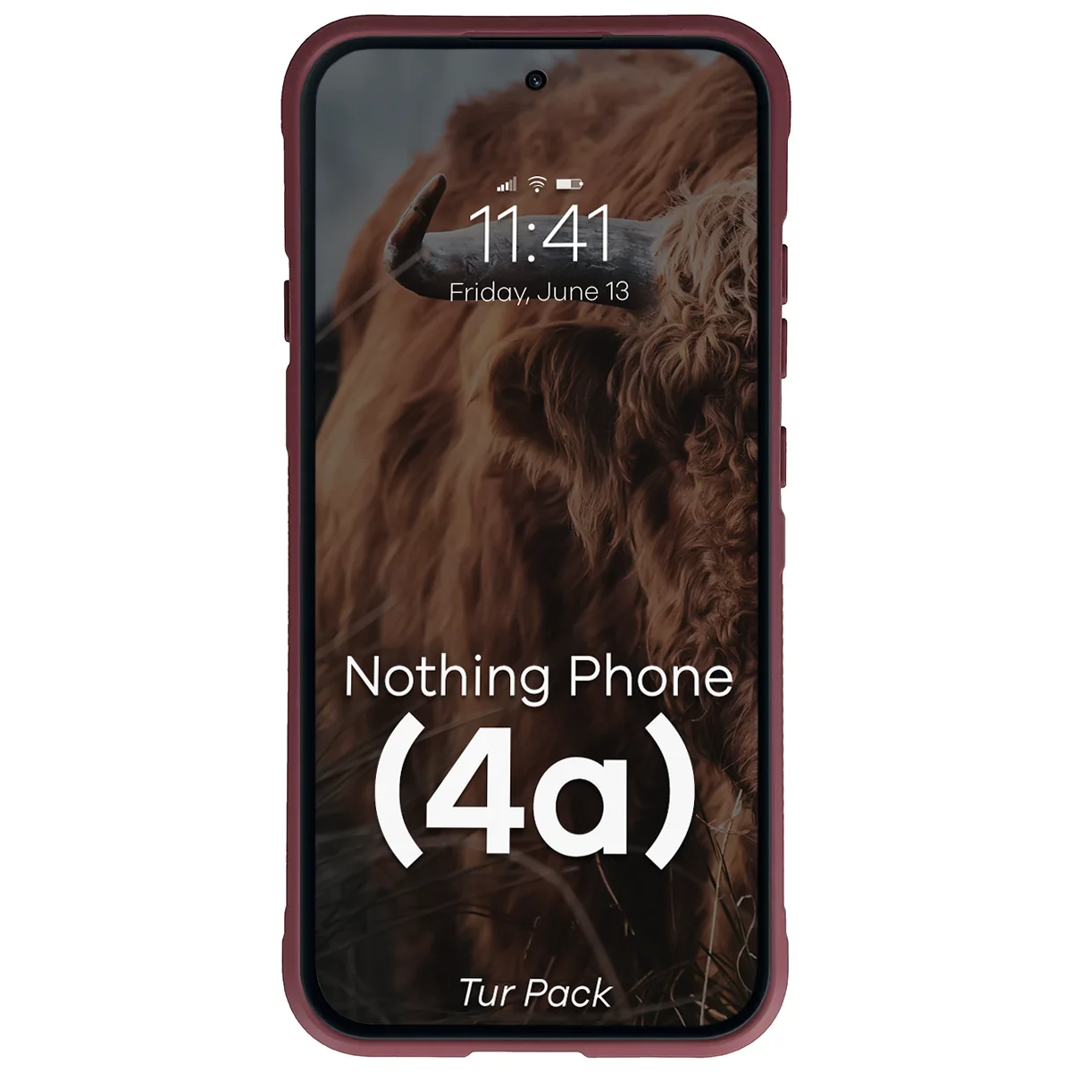 Robuste Handyhülle + gehärtetem Glas für Nothing Phone (4a), Bizon Tur Pack, Burgunderrot