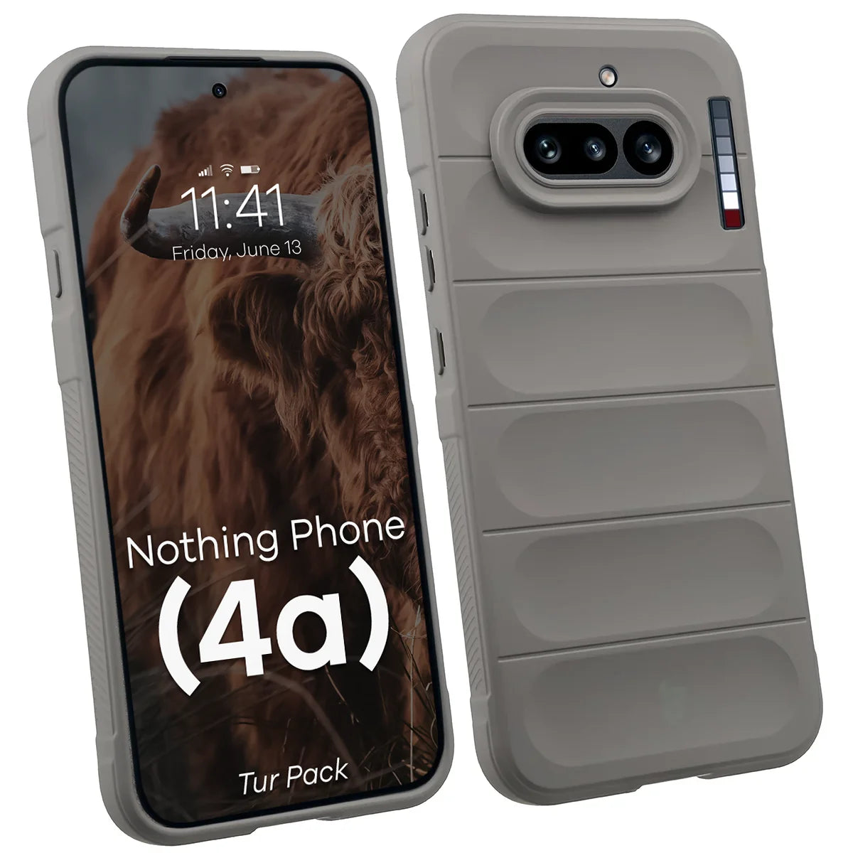 Robuste Handyhülle + gehärtetem Glas für Nothing Phone (4a), Bizon Tur Pack, Hellgrau
