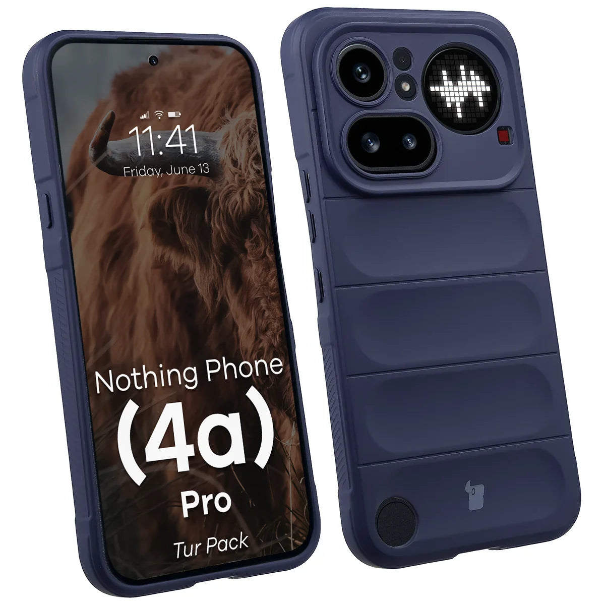 Robuste Handyhülle + gehärtetem Glas für Nothing Phone (4a) Pro, Bizon Tur Pack, Dunkelblau
