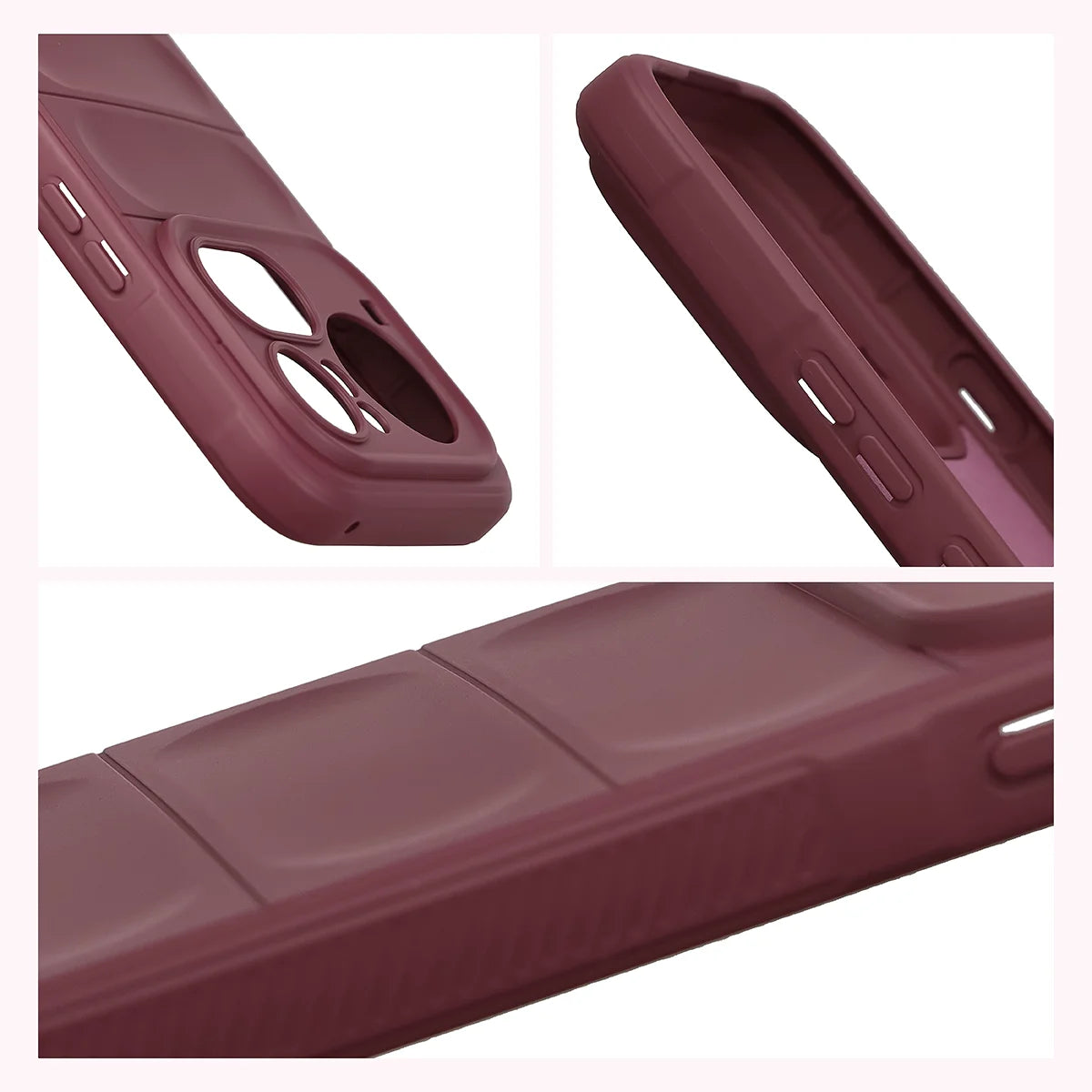 Robuste Handyhülle + gehärtetem Glas für Nothing Phone (4a) Pro, Bizon Tur Pack, Burgunderrot