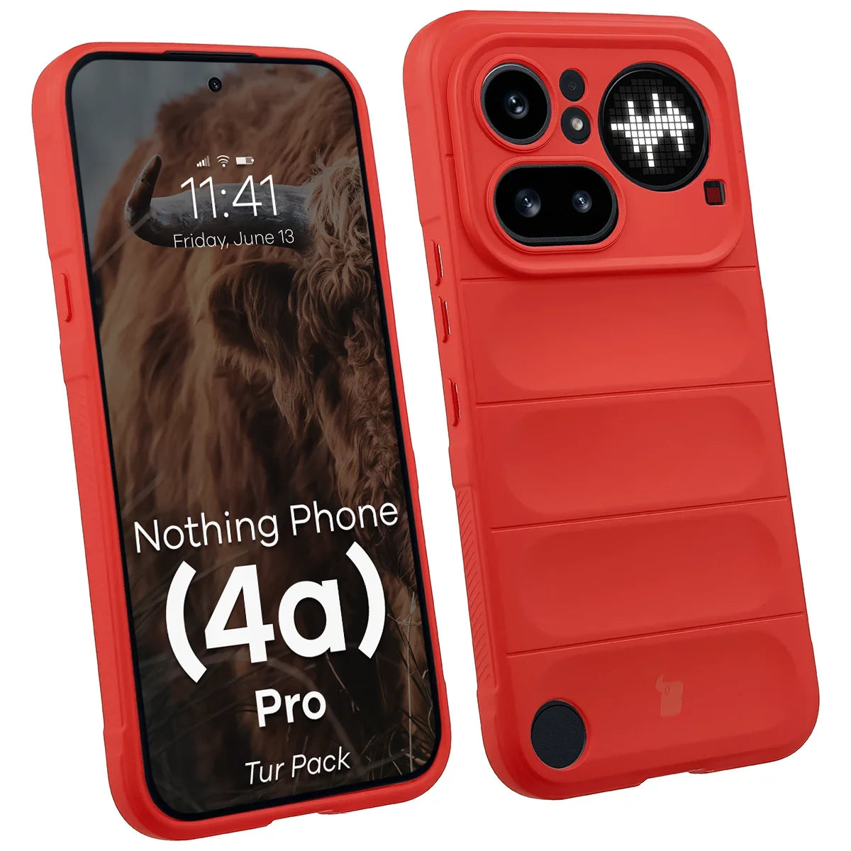 Robuste Handyhülle + gehärtetem Glas für Nothing Phone (4a) Pro, Bizon Tur Pack, Rot