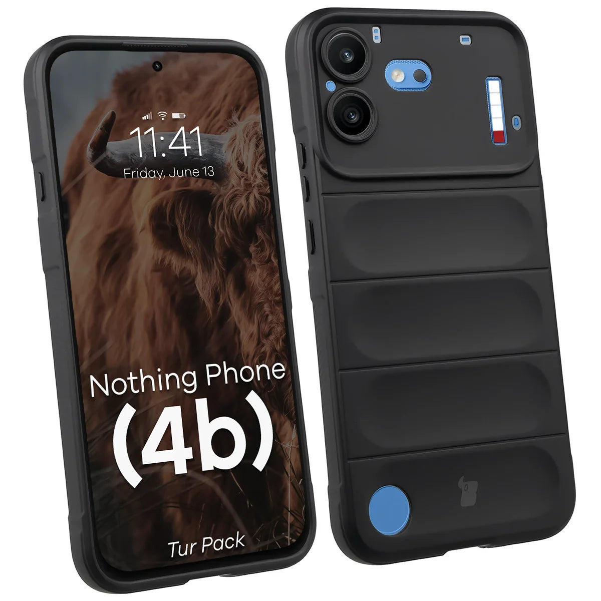 Robuste Handyhülle + gehärtetem Glas für Nothing Phone (4b), Bizon Tur Pack, Schwarz (3/10)