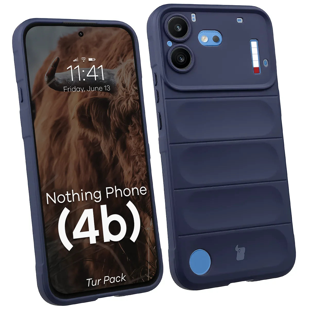 Robuste Handyhülle + gehärtetem Glas für Nothing Phone (4b), Bizon Tur Pack, Dunkelblau (3/10)
