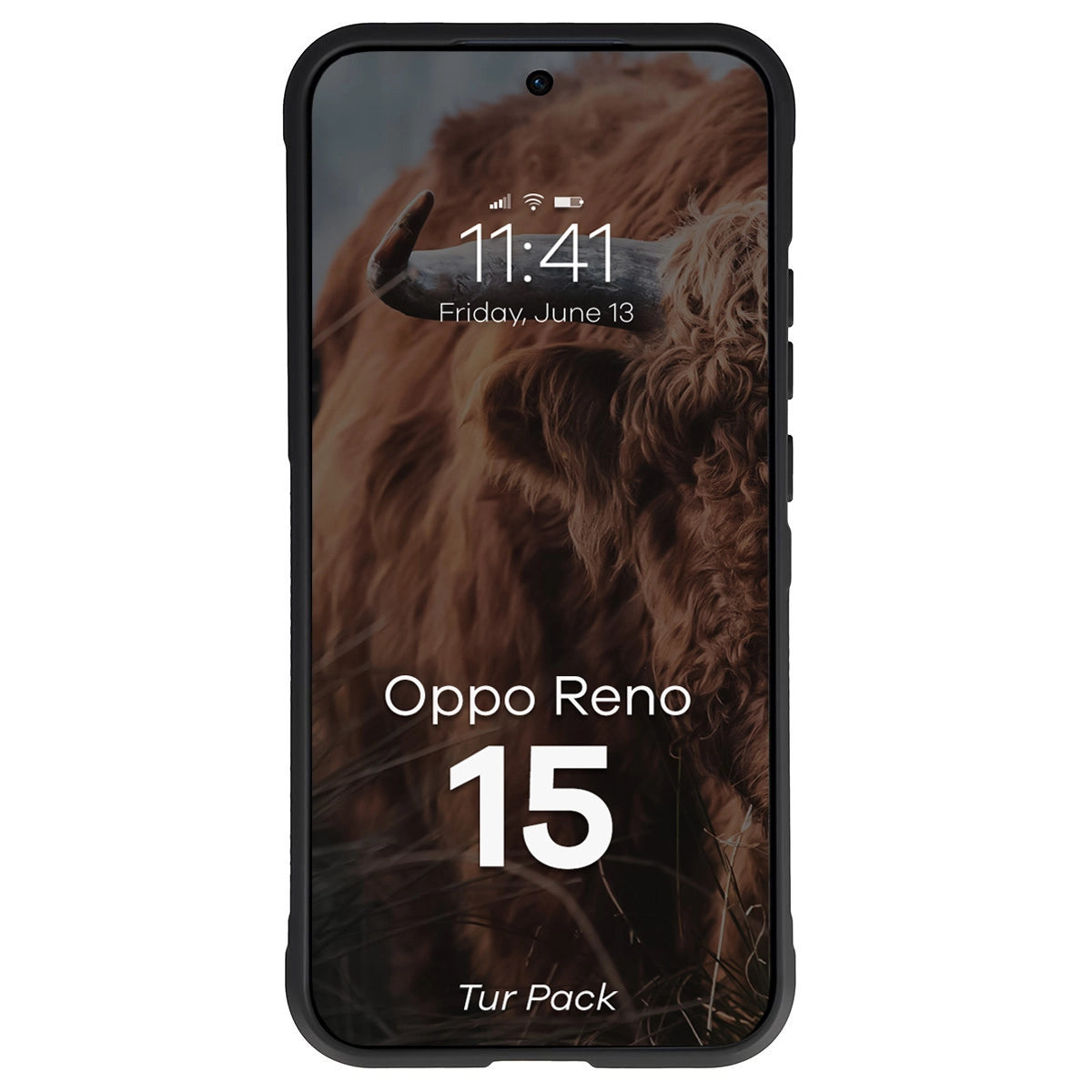 Robuste Handyhülle + gehärtetem Glas für Oppo Reno 15, Bizon Tur Pack, Schwarz