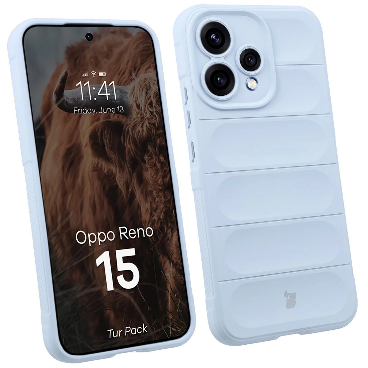 Robuste Handyhülle + gehärtetem Glas für Oppo Reno 15, Bizon Tur Pack, Hellblau