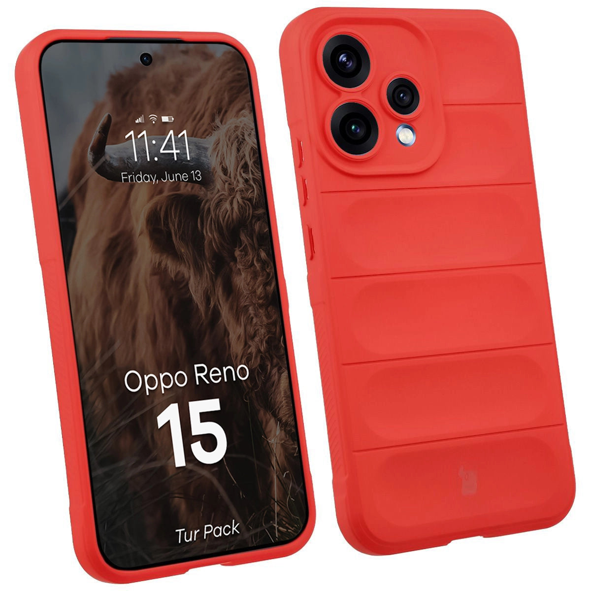 Robuste Handyhülle + gehärtetem Glas für Oppo Reno 15, Bizon Tur Pack, Rot