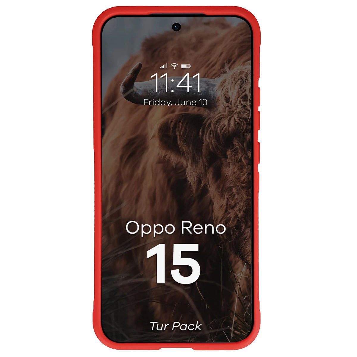 Robuste Handyhülle + gehärtetem Glas für Oppo Reno 15, Bizon Tur Pack, Rot