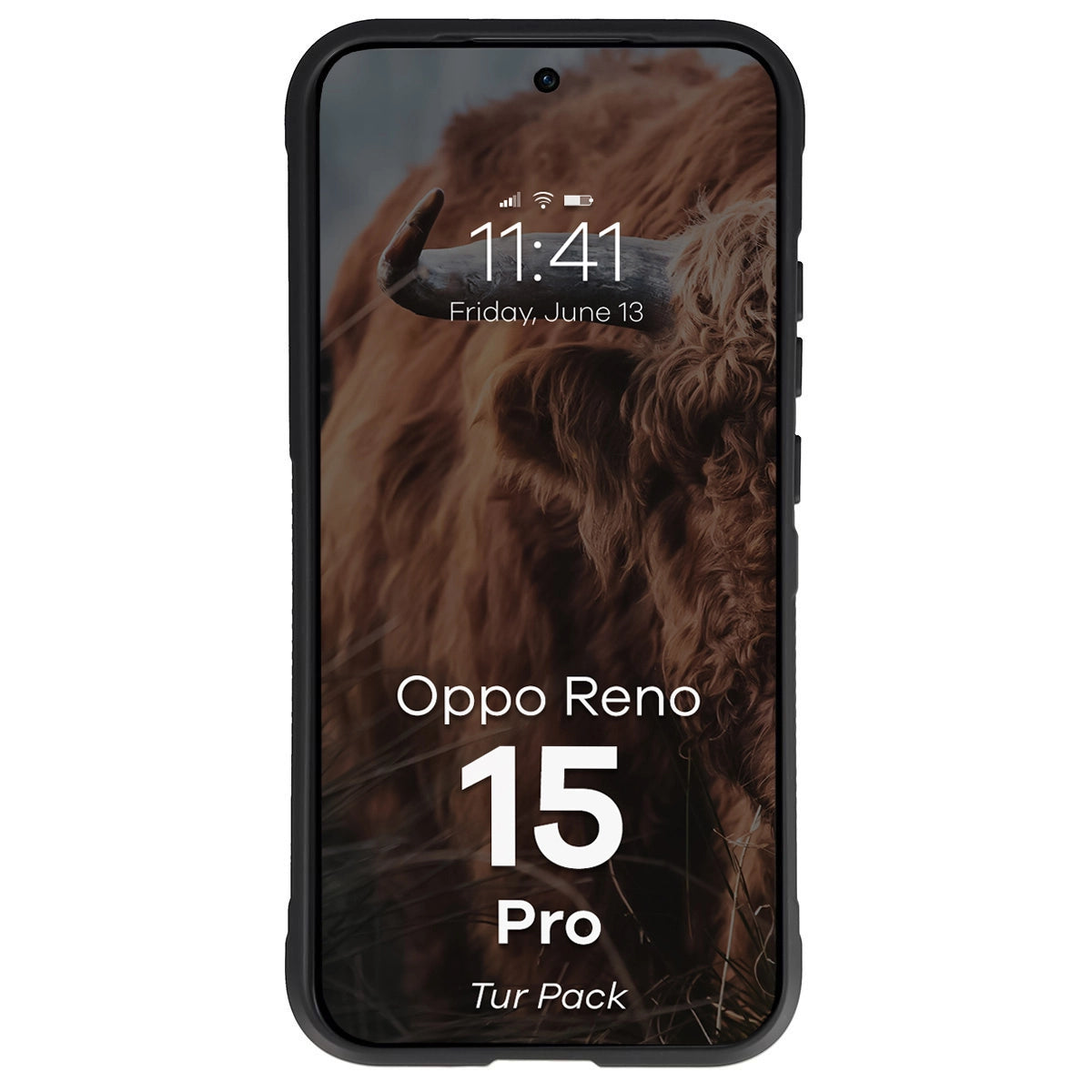 Robuste Handyhülle + gehärtetem Glas für Oppo Reno 15 Pro, Bizon Tur Pack, Schwarz