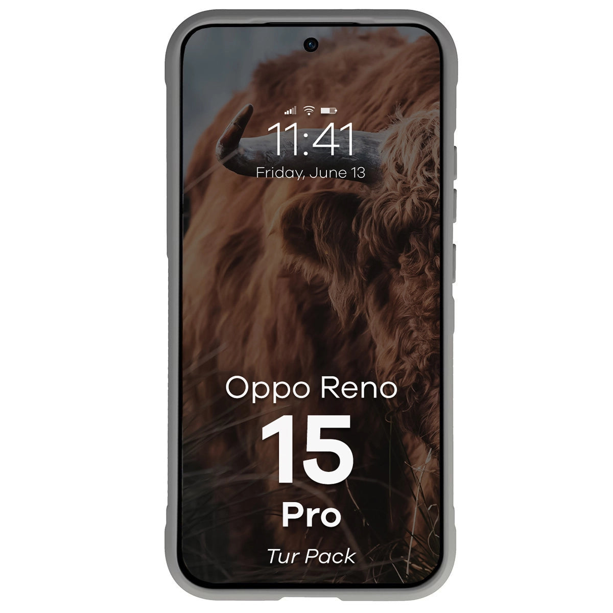 Robuste Handyhülle + gehärtetem Glas für Oppo Reno 15 Pro, Bizon Tur Pack, Hellgrau