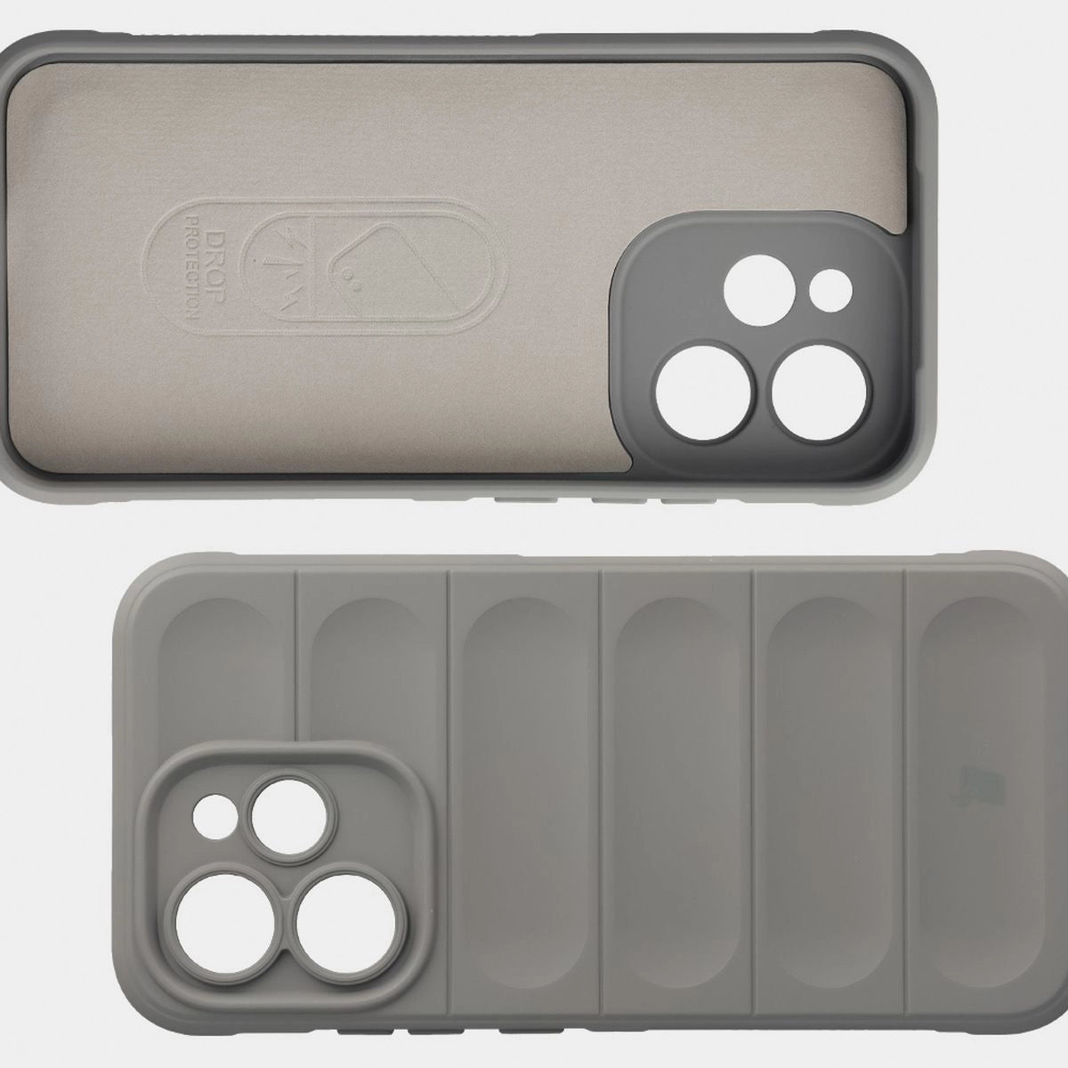 Robuste Handyhülle + gehärtetem Glas für Oppo Reno 15 Pro, Bizon Tur Pack, Hellgrau