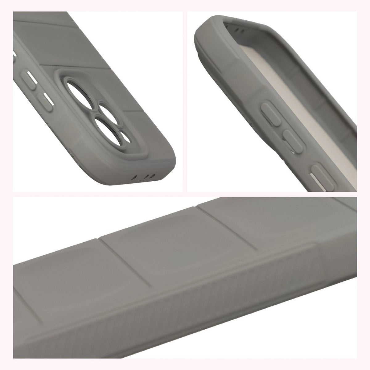 Robuste Handyhülle + gehärtetem Glas für Oppo Reno 15 Pro, Bizon Tur Pack, Hellgrau