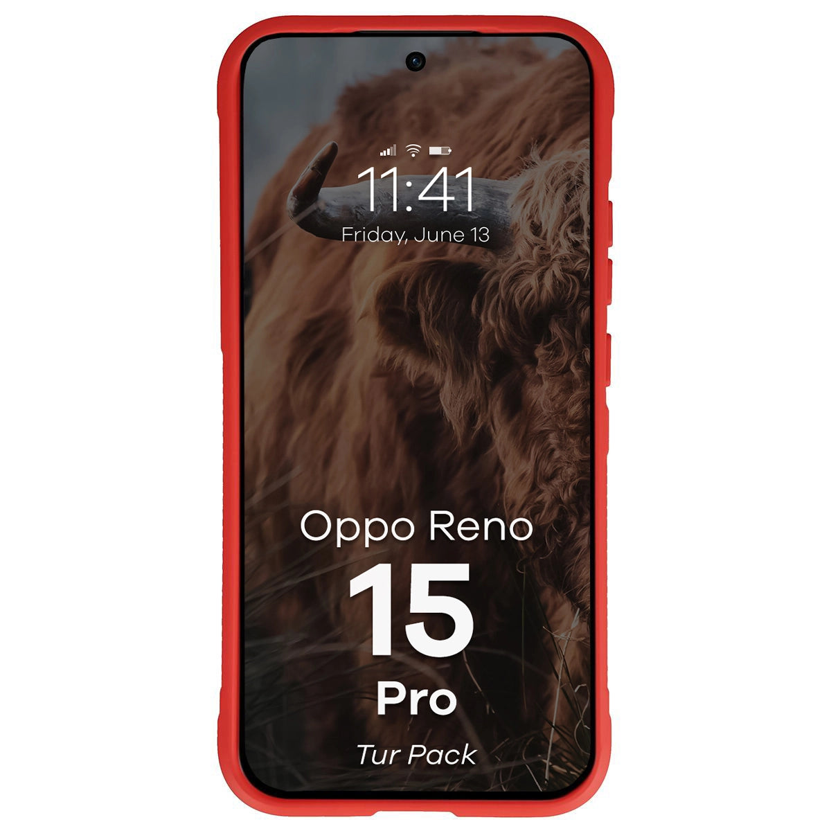 Robuste Handyhülle + gehärtetem Glas für Oppo Reno 15 Pro, Bizon Tur Pack, Rot