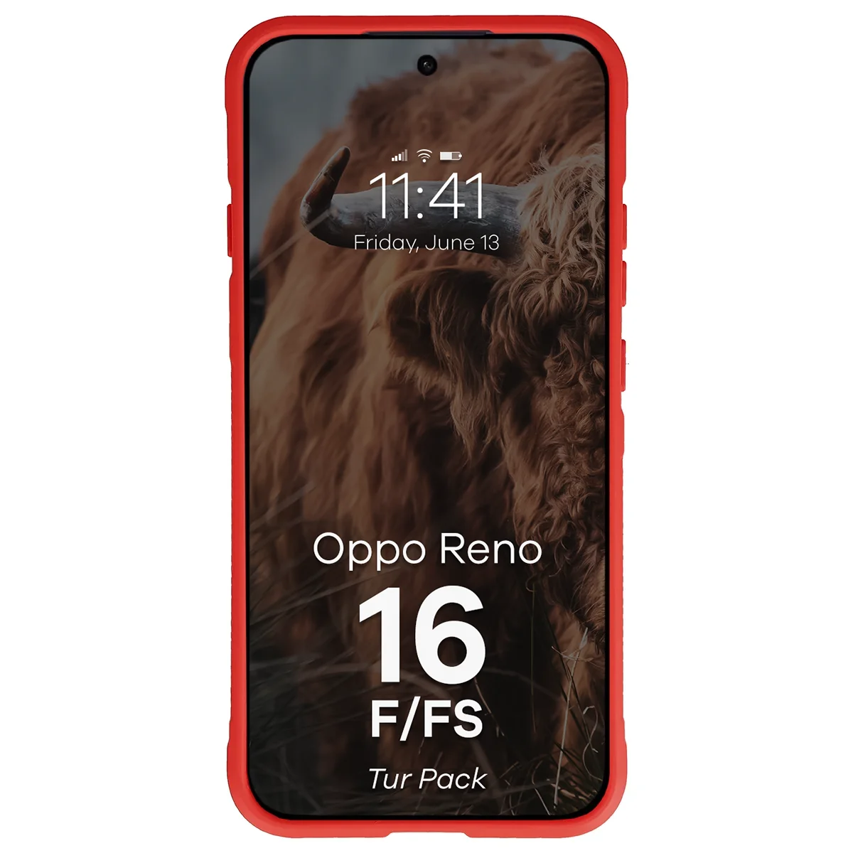 Robuste Handyhülle + gehärtetem Glas für Oppo Reno16 F / Reno16 FS, Bizon Tur Pack, Rot (6/10)