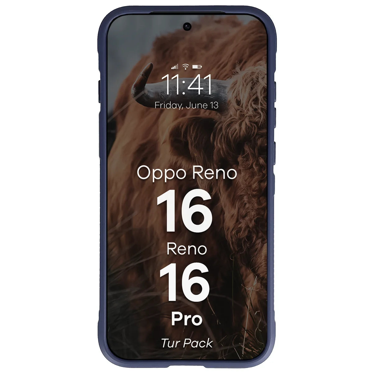 Robuste Handyhülle + gehärtetem Glas für Oppo Reno16 / Reno16 Pro 5G, Bizon Tur Pack, Dunkelblau (6/10)