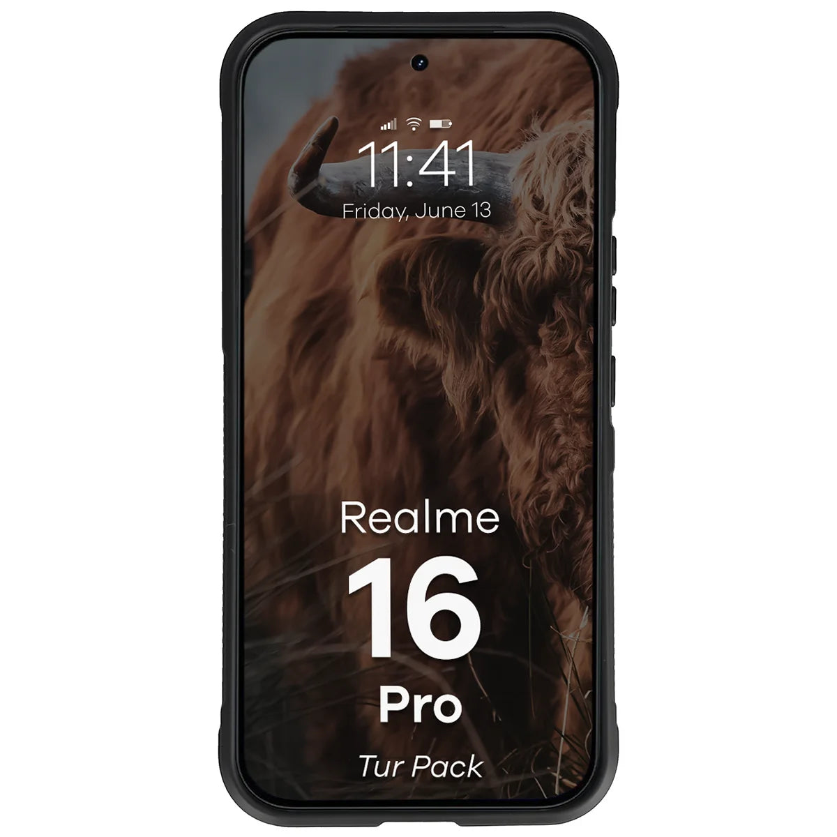 Robuste Handyhülle + gehärtetem Glas für Realme 16 Pro 5G, Bizon Tur Pack, Schwarz