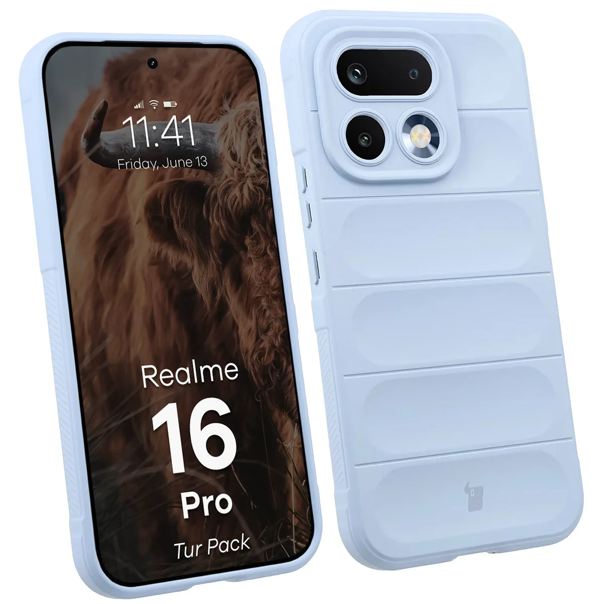 Robuste Handyhülle + gehärtetem Glas für Realme 16 Pro 5G, Bizon Tur Pack, Hellblau