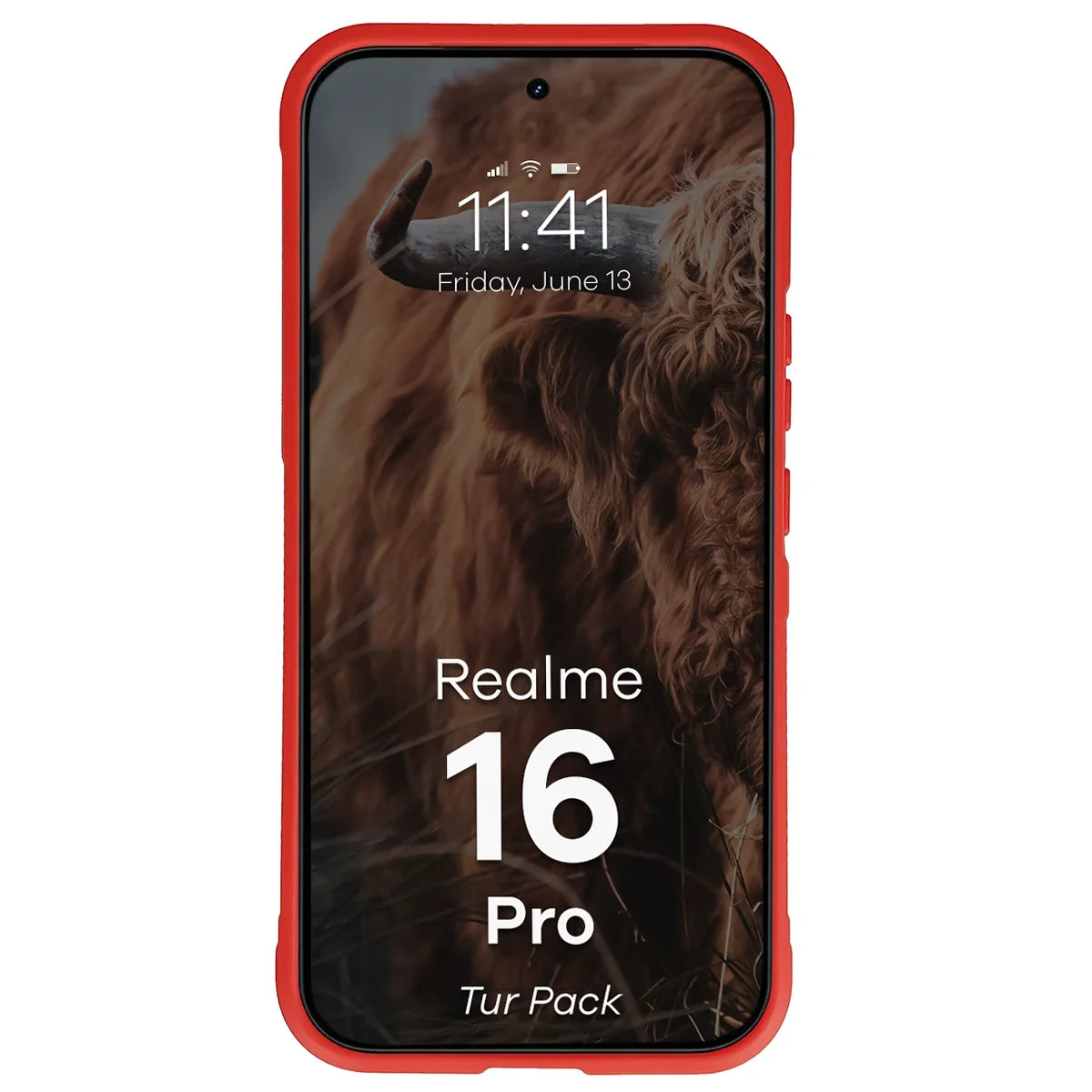 Robuste Handyhülle + gehärtetem Glas für Realme 16 Pro 5G, Bizon Tur Pack, Rot