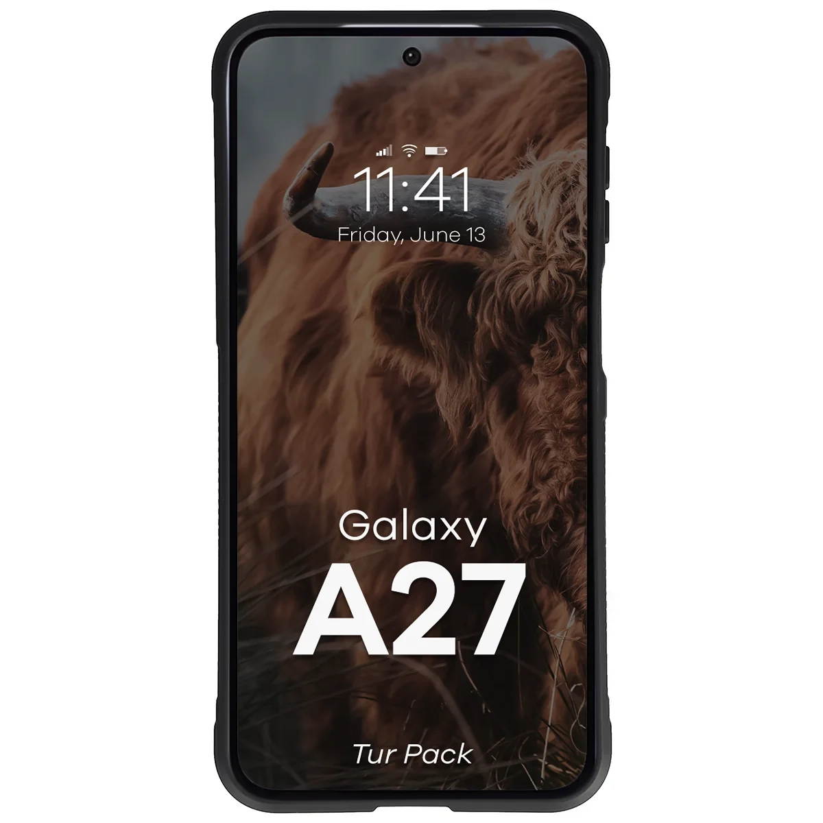 Robuste Handyhülle + gehärtetem Glas für Galaxy A27 5G, Bizon Tur Pack, Schwarz
