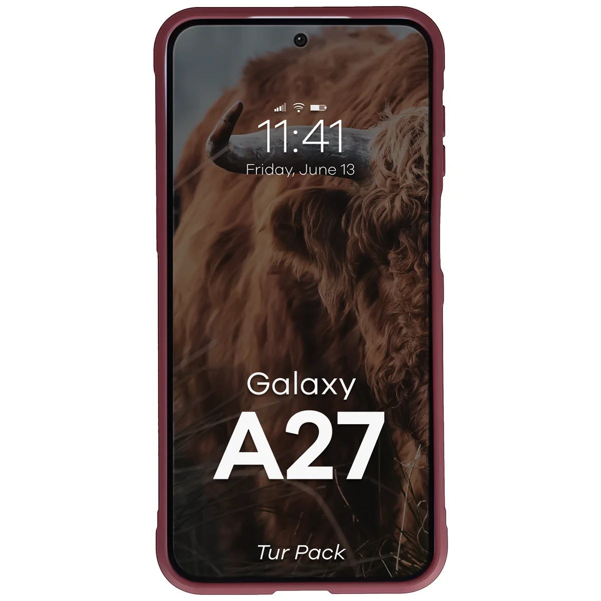 Robuste Handyhülle + gehärtetem Glas für Galaxy A27 5G, Bizon Tur Pack, Burgunderrot