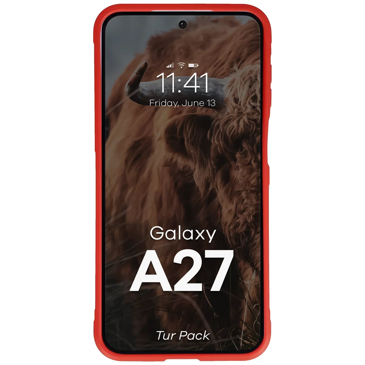 Robuste Handyhülle + gehärtetem Glas für Galaxy A27 5G, Bizon Tur Pack, Rot