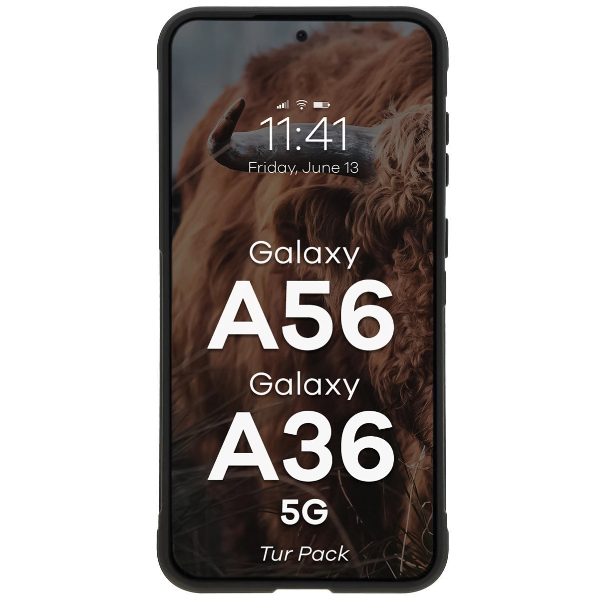 Robuste Handyhülle + gehärtetem Glas für Galaxy A36 5G / A56 5G, Bizon Tur Pack, Schwarz