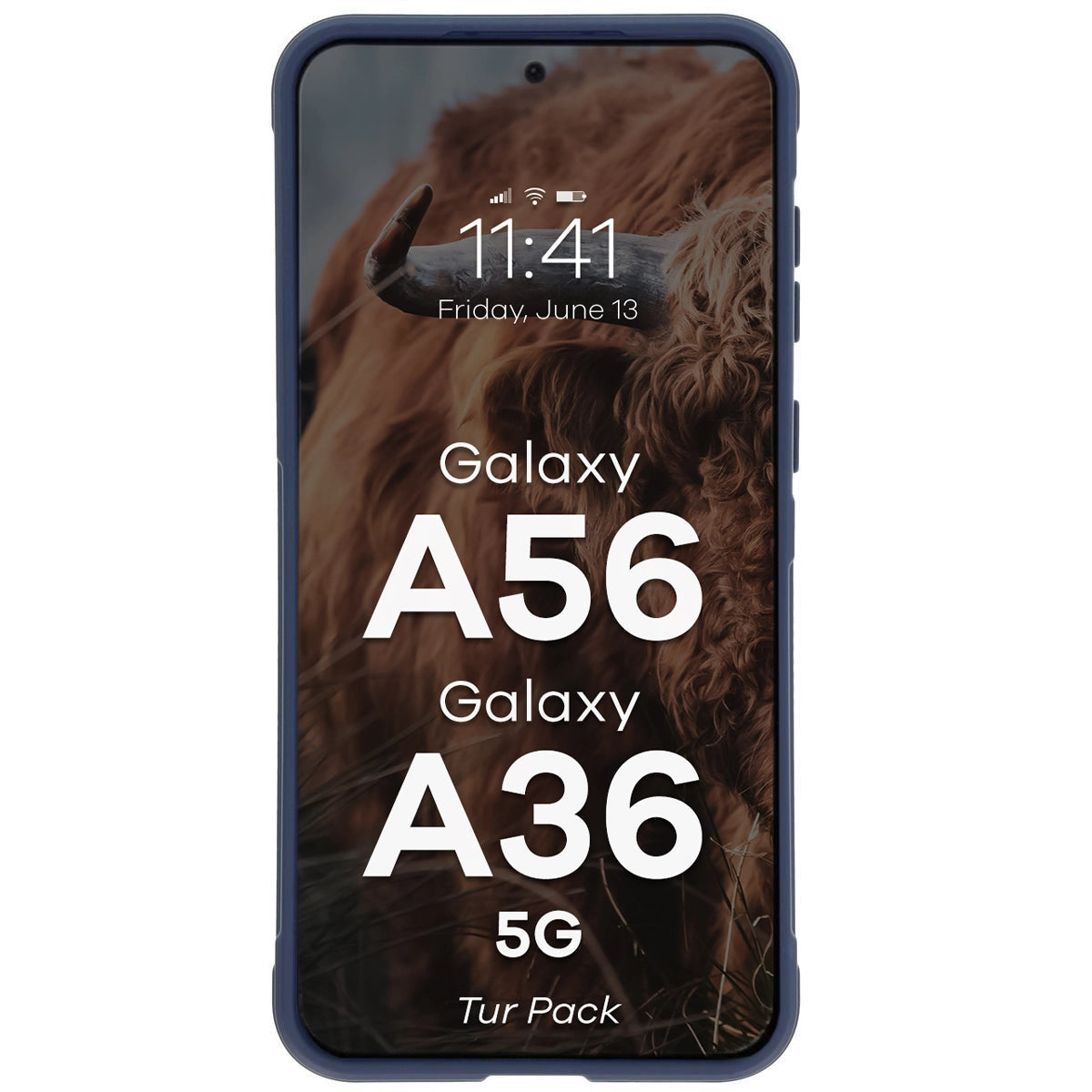 Robuste Handyhülle + gehärtetem Glas für Galaxy A36 5G / A56 5G, Bizon Tur Pack, Dunkelblau