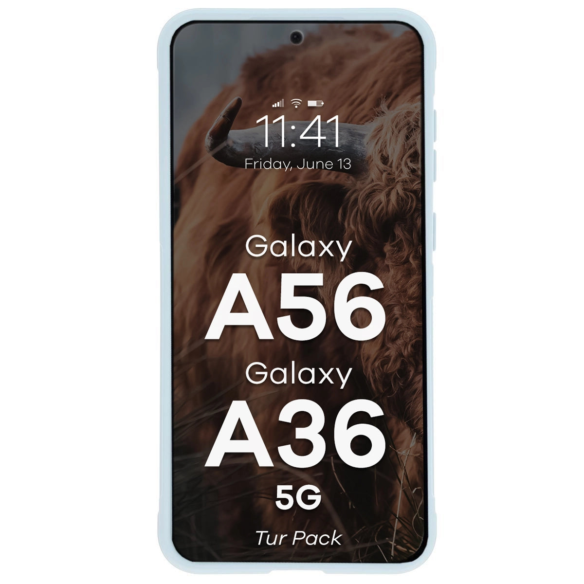 Robuste Handyhülle + gehärtetem Glas für Galaxy A36 5G / A56 5G, Bizon Tur Pack, Hellblau