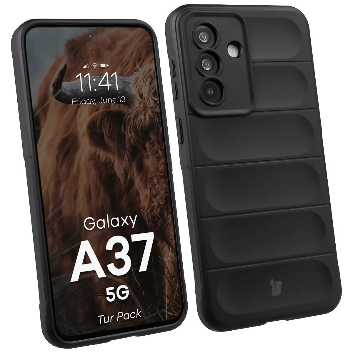 Robuste Handyhülle + gehärtetem Glas für Galaxy A37 5G, Bizon Tur Pack, Schwarz (3/10)