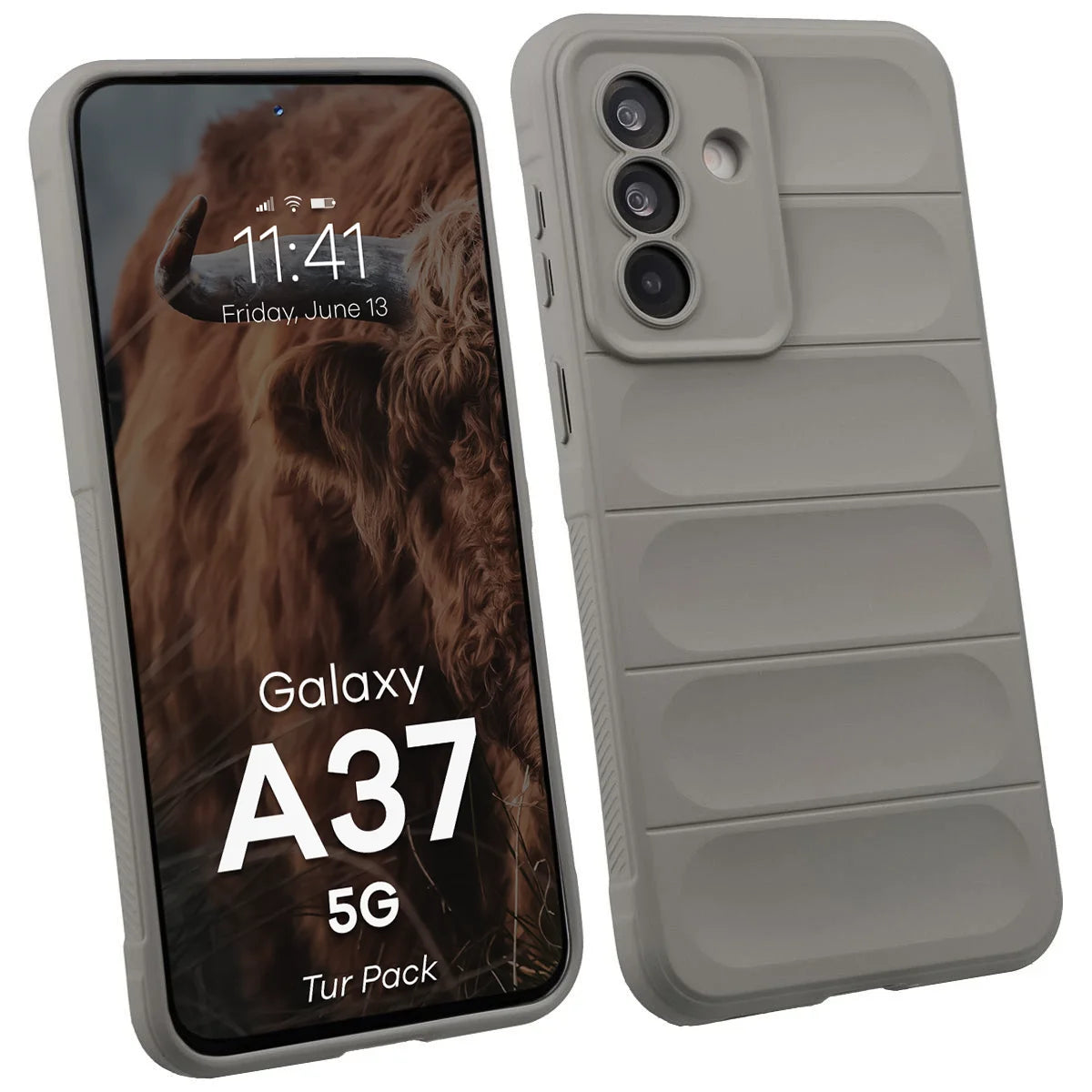 Robuste Handyhülle + gehärtetem Glas für Galaxy A37 5G, Bizon Tur Pack, Hellgrau (3/10)