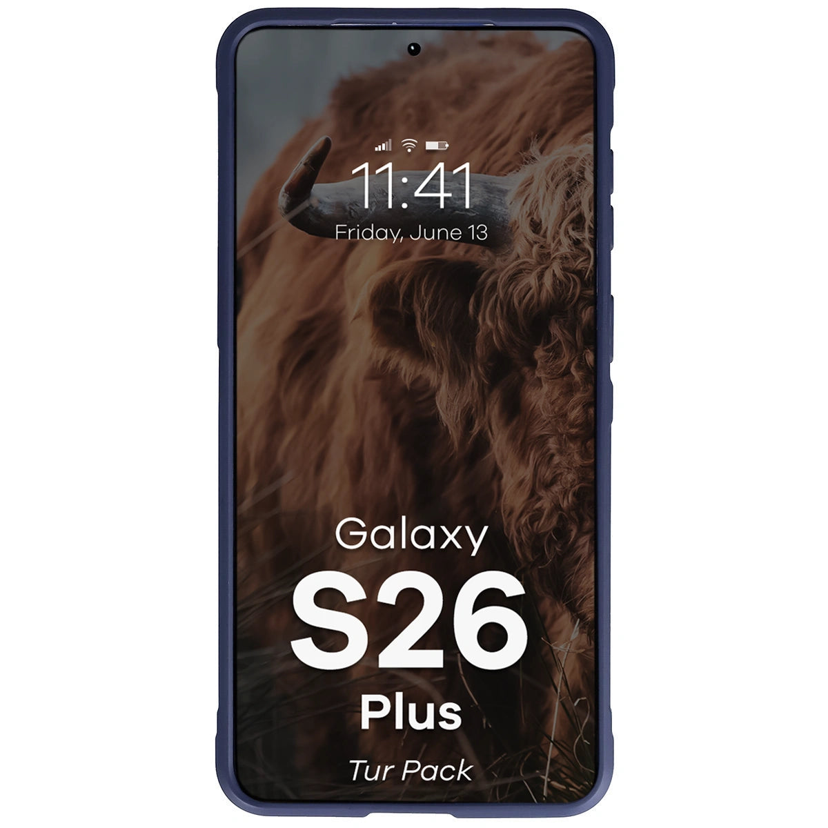 Robuste Handyhülle + gehärtetem Glas für Galaxy S26 Plus, Bizon Tur Pack, Dunkelblau