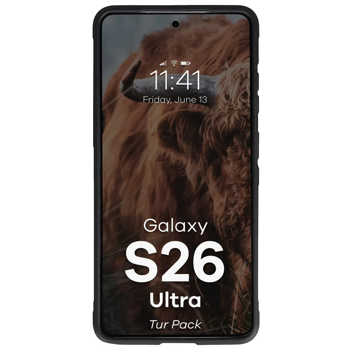 Robuste Handyhülle + gehärtetem Glas für Galaxy S26 Ultra, Bizon Tur Pack, Schwarz