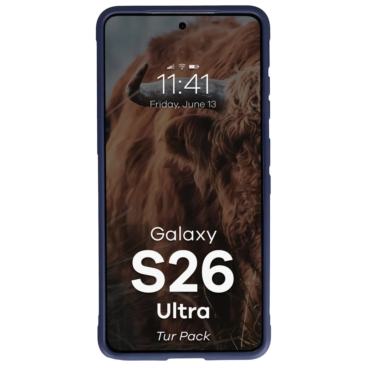 Robuste Handyhülle + gehärtetem Glas für Galaxy S26 Ultra, Bizon Tur Pack, Dunkelblau